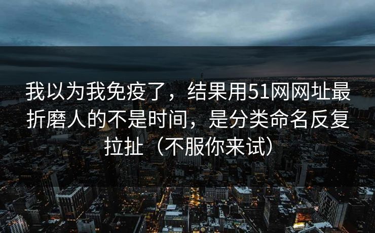 我以为我免疫了,结果用51网网址最折磨人的不是时间,是分类命名反复拉扯(不服你来试) 我以为我免疫了,结果用51网网址最折磨人的不是时间,是分类命名反复拉扯(不服你来试)